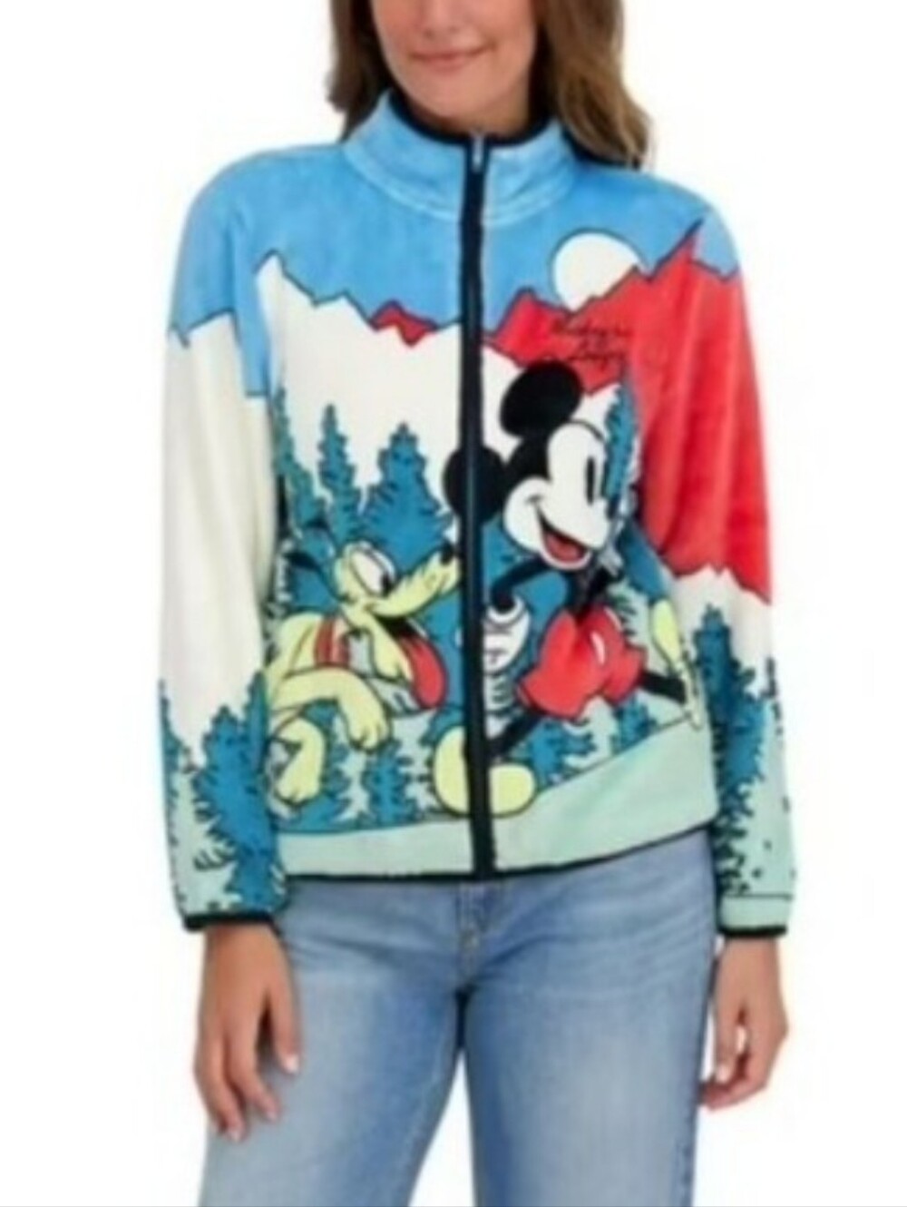 Disney Mickey And Friends Character Scenic Fleece Jacket NWT Women's Large